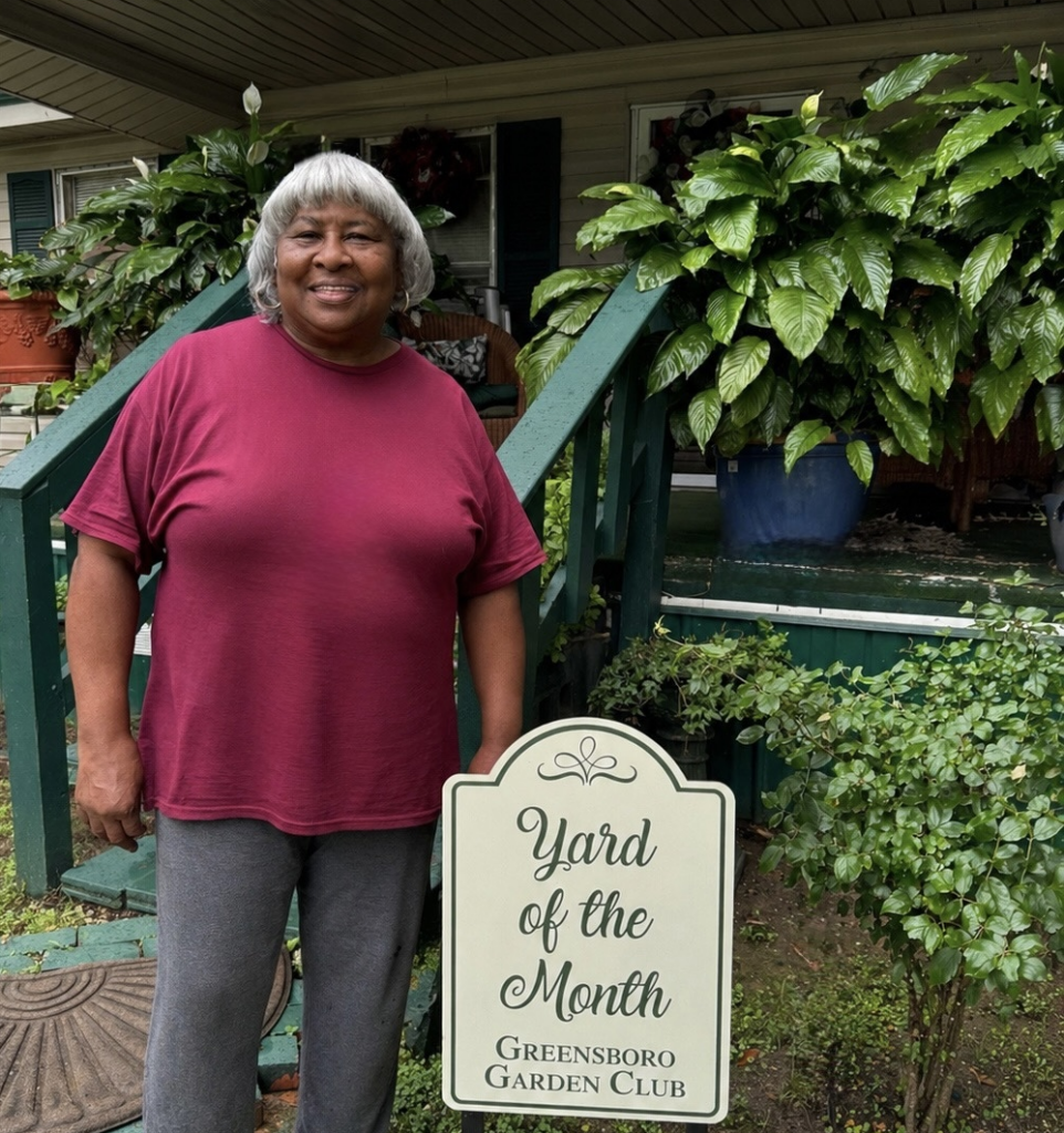 ABOVE: Ollie Williams, Greensboro Garden Club’s ‘Yard of the Month’ honoree for June.